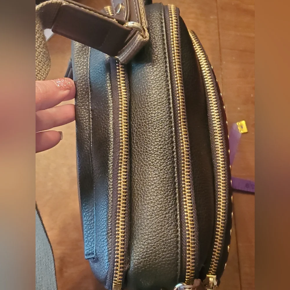 Samantha Thavasa Black Leather Studded Crossbody Bag